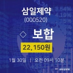 오늘주식 삼일제약 주가 30일  현재 22,150원