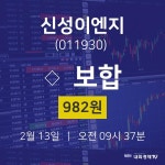 주가그래프 신성이엔지 주가 13일  현재 982원