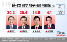 대구시장선거 후보적합도, 홍준표 30.2%, 김재원 25.4%로 오차범위 내 접전