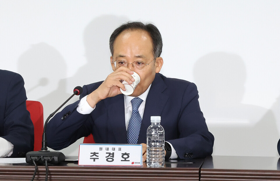 국민의힘 추경호 원내대표, 김건희 여사 특검법 수정안 처리 비판에 반대 의사 강조