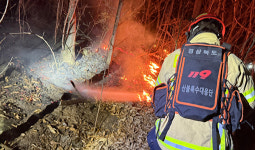 [포토] 청송 산불 현장서 진화작업 중인 119산불특수대응단