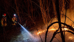 [포토] 청송 산불 현장서 진화작업 중인 119산불특수대응단