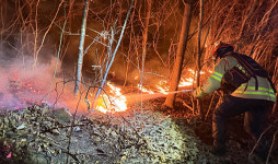 [포토] 청송 산불 현장서 진화작업 중인 119산불특수대응단