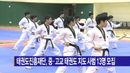 [B tv 전주뉴스]태권도진흥재단, 중·고교 태권도 지도 사범 13명 모집