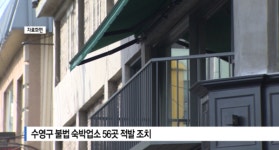 [B tv 부산뉴스] 수영구 불법 숙박업소 56곳 적발 조치