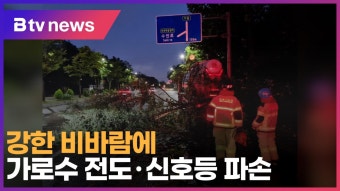 강한 비바람에 가로수 전도·신호등 파손 (B tv 인천뉴스)