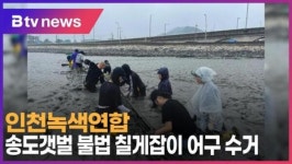 인천녹색연합, 송도갯벌 불법 칠게잡이 어구 수거 (B tv 인천뉴스)