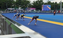 [전국체전 현장] 부산 을숙도 달군 질주...롤러 고등부 스프린트 500m 예선 현장