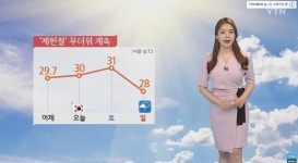[오늘의 날씨] 오후에 내륙에서 소나기 오는 곳 있어 어제와 비슷한 32도로 덥다· 일요일과 월요일 비 내린다
