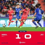 이재성 선제골 한국, 태국에 1-0 앞서며 전반 마무리...점유율 62%