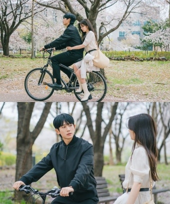 '엄친아' 정해인X정소민, 벚꽃길 자전거 데이트 포착