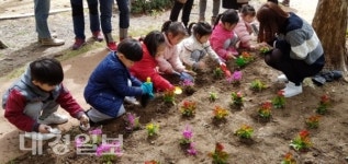 대구 수성구 단비유치원, 고사리 손으로 꽃밭 가꿔요