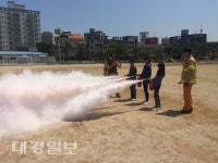 포항남부소방서 해도119안전센터, 대해초등학교 무각본 소방훈련 실시