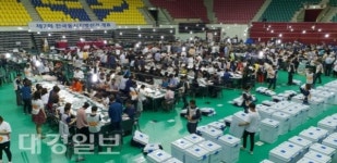 구미박정희체육관 개표장 모습