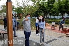 류규하 대구시 중구청장, 김광석길 상부공원 미세먼지 저감시설 설치공사 현장 점검