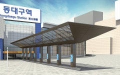 동대구역 출구 광장에   캐노피 설치공사 진행