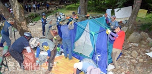 울주군, 석남사 계곡 불법 야영 텐트 철거 대집행