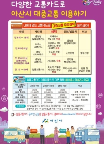 아산시, 대중교통 활성화 '전 연령 대중교통 이용지원' 정책 완성