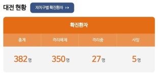 대전 유성 거주 30대 코로나19 확진…누적 384명