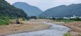 청도군 금천면, 태풍 오마이스 호우로 인한 동곡천 일대 하상퇴적토 환경정비 추진