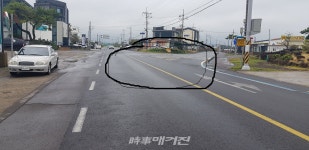 성산읍 오조리 해안도로  이정표지판 사라져