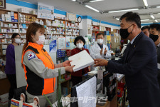 광양소방서, 마재윤 전남소방본부장, 의용소방대 코로나19 지원 현장 방문