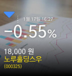 (노루홀딩스우주가)  -0.55% 18,000원 마감