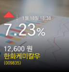 (한화케미칼우주가)  7.23% 12,600원 마감