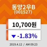 12일 (동양2우B정보) 주가 -1.83% 10,700원