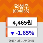 25일 (덕성우정보) 주가 -1.65% 4,465원