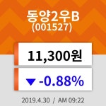 30일 (동양2우B정보) 주가 -0.88% 11,300원
