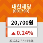 2일 (대한제당정보) 주가 0.24% 20,700원