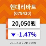 8일 (현대리바트정보) 주가 -1.47% 20,050원