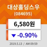 13일 (대상홀딩스우정보) 주가 -0.90% 6,580원