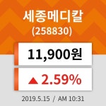 15일 (세종메디칼정보) 주가 2.59% 11,900원