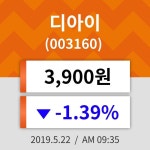 22일 (디아이정보) 주가 -1.39% 3,900원