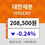 29일 (대한제분정보) 주가 -0.24% 208,500원