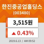 13일 (한진중공업홀딩스정보) 주가 0.43% 3,515원