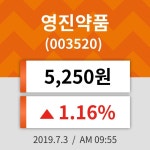 3일 (영진약품정보) 주가 1.16% 5,250원