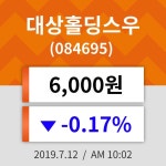 12일 (대상홀딩스우정보) 주가 -0.17% 6,000원