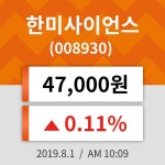 1일 (한미사이언스정보) 주가 0.11% 47,000원