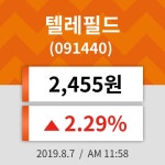 7일 (텔레필드정보) 주가 2.29% 2,455원