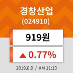 9일 (경창산업정보) 주가 0.77% 919원