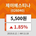 12일 (제이에스티나정보) 주가 1.85% 5,500원