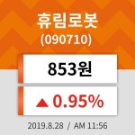 28일 (휴림로봇정보) 주가 0.95% 853원