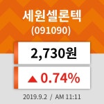 2일 (세원셀론텍정보) 주가 0.74% 2,730원