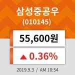 3일 (삼성중공우정보) 주가 0.36% 55,600원