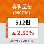 5일 (휴림로봇정보) 주가 2.59% 912원