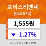 6일 (포비스티앤씨정보) 주가 -1.27% 1,555원