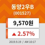 19일 (동양2우B정보) 주가 2.57% 9,570원